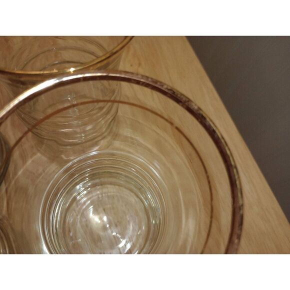 Vintage MCM  Anchor Hocking, Ribbed, hour glass shaped, gold rimmed drinking gla - Picture 6 of 9